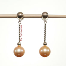 Load image into Gallery viewer, 14K Yellow Gold Twist Tube Tin-Cup Golden Pearl Dangle Earrings