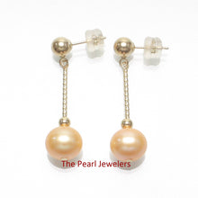 Load image into Gallery viewer, 14K Yellow Gold Twist Tube Tin-Cup Golden Pearl Dangle Earrings