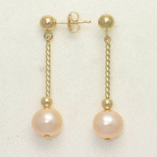 Load image into Gallery viewer, 14K Yellow Gold Twist Tube Tin-Cup Pearl Earrings – Mixed Colors