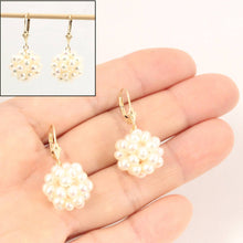 Load image into Gallery viewer, 14K Yellow Gold White Pearl Ball Leverback Earrings (15mm)