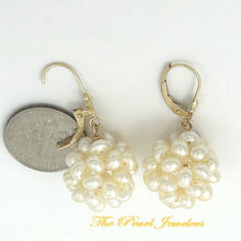 Load image into Gallery viewer, 14K Yellow Gold White Pearl Ball Leverback Earrings (15mm)