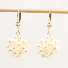 Load image into Gallery viewer, 14K Yellow Gold White Pearl Ball Leverback Earrings (15mm)