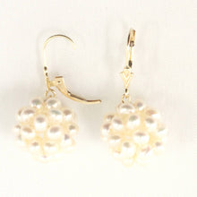 Load image into Gallery viewer, 14K Yellow Gold White Pearl Ball Leverback Earrings (15mm)