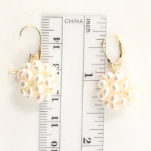 Load image into Gallery viewer, 14K Yellow Gold White Pearl Ball Leverback Earrings (15mm)