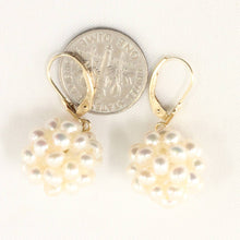 Load image into Gallery viewer, 14K Yellow Gold White Pearl Ball Leverback Earrings (15mm)