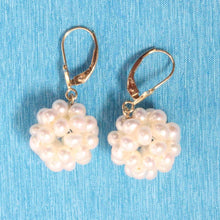 Load image into Gallery viewer, 14K Yellow Gold White Pearl Ball Leverback Earrings (15mm)