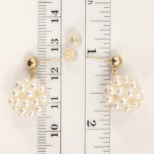 Load image into Gallery viewer, 14K Yellow Gold White Pearl Ball Dangle Stud Earrings