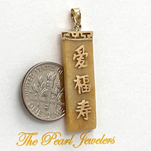 Load image into Gallery viewer, 14k Yellow Gold Yellow Jade Love, Joy &amp; Longevity Pendant