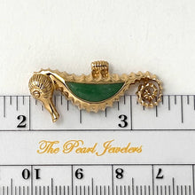Load image into Gallery viewer, 14k Yellow Solid Gold Seahorse Design Green Jade Pendant Necklace