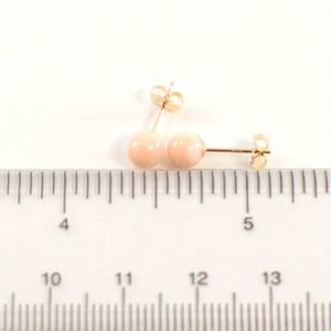 14kt Gold 5-5.5mm Angel Skin Coral Bead Stud Earrings