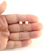 Load image into Gallery viewer, 14kt Gold 6-6.5mm Angel Skin Coral Bead Stud Earrings