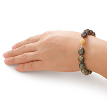 Load image into Gallery viewer, 14k Yellow Gold Clasp Hand-Knotted Black Tahitian Pearl Bracelet 8”