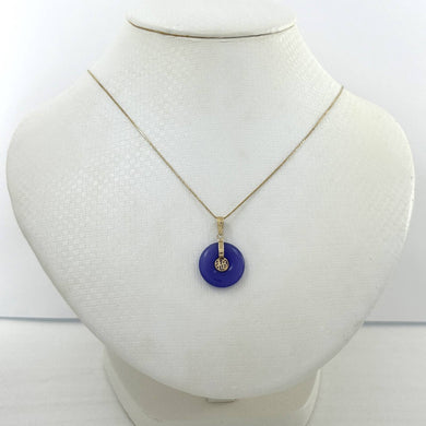 14k Gold BLESSING Oriental Lavender Jade Pendant Necklace