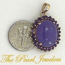 Load image into Gallery viewer, 14k Yellow Gold Cabochon Lavender Jade &amp; Amethyst Pendant Necklace
