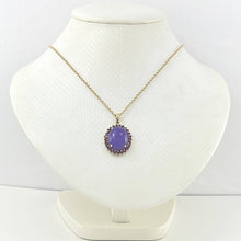 Load image into Gallery viewer, 14k Yellow Gold Cabochon Lavender Jade &amp; Amethyst Pendant Necklace