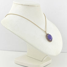 Load image into Gallery viewer, 14k Yellow Gold Cabochon Lavender Jade &amp; Amethyst Pendant Necklace