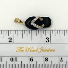 Load image into Gallery viewer, 14k Solid Yellow Gold Diamond Flip-Flop Slipper Black Onyx Pendant Necklace