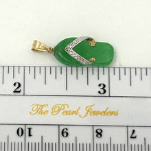 Load image into Gallery viewer, 14k Solid Yellow Gold Diamond Flip-Flop Slipper Green Jade Pendant Necklace