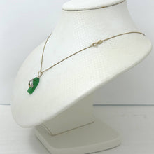 Load image into Gallery viewer, 14k Solid Yellow Gold Diamond Flip-Flop Slipper Green Jade Pendant Necklace
