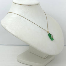 Load image into Gallery viewer, 14k Solid Yellow Gold Diamond Flip-Flop Slipper Green Jade Pendant Necklace