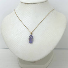 Load image into Gallery viewer, 14k Solid Yellow Gold Diamond Flip-Flop Slipper Lavender Jade Pendant Necklace