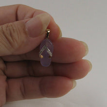 Load image into Gallery viewer, 14k Solid Yellow Gold Diamond Flip-Flop Slipper Lavender Jade Pendant Necklace