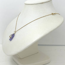 Load image into Gallery viewer, 14k Solid Yellow Gold Diamond Flip-Flop Slipper Lavender Jade Pendant Necklace