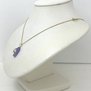14k Solid Yellow Gold Diamond Flip-Flop Slipper Lavender Jade Pendant Necklace