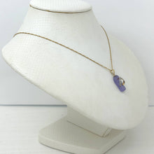 Load image into Gallery viewer, 14k Solid Yellow Gold Diamond Flip-Flop Slipper Lavender Jade Pendant Necklace