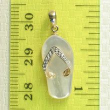 Load image into Gallery viewer, 14k Yellow Gold Diamond Flip-Flop Slipper White Mother of Pearl Pendant Necklace