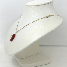 Load image into Gallery viewer, 14k Solid Yellow Gold Diamond Flip-Flop Slipper Red Jade Pendant Necklace
