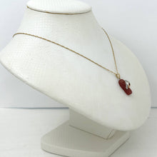 Load image into Gallery viewer, 14k Solid Yellow Gold Diamond Flip-Flop Slipper Red Jade Pendant Necklace