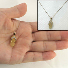 Load image into Gallery viewer, 14k Solid Yellow Gold Diamond Flip-Flop Slipper Yellow Jade Pendant Necklace