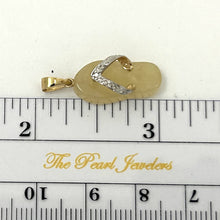 Load image into Gallery viewer, 14k Solid Yellow Gold Diamond Flip-Flop Slipper Yellow Jade Pendant Necklace