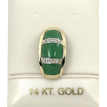 Load image into Gallery viewer, 14k Yellow Gold Diamond Green Jade Pendant Necklace