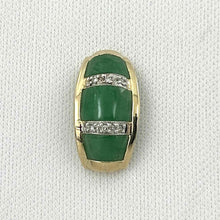 Load image into Gallery viewer, 14k Yellow Gold Diamond Green Jade Pendant Necklace