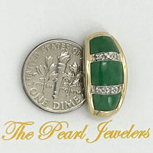 Load image into Gallery viewer, 14k Yellow Gold Diamond Green Jade Pendant Necklace