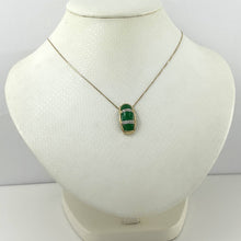 Load image into Gallery viewer, 14k Yellow Gold Diamond Green Jade Pendant Necklace