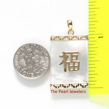 Load image into Gallery viewer, 14k Solid Gold Good Fortune Genuine White Mother of Pearl Pendant Necklace