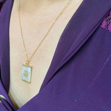 Load image into Gallery viewer, 14k Solid Gold Good Fortune Genuine White Mother of Pearl Pendant Necklace