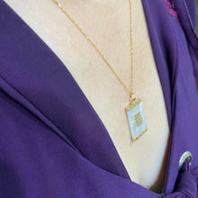 Load image into Gallery viewer, 14k Solid Gold Good Fortune Genuine White Mother of Pearl Pendant Necklace