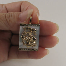 Load image into Gallery viewer, 14k Solid Yellow Gold Hand Crafted Dragon White Mother of Pearl Pendant