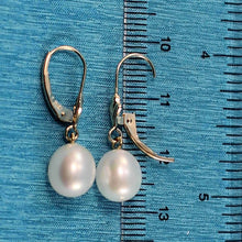 Load image into Gallery viewer, 14K Yellow Gold Leverback Genuine White Cultured Pearl Dangle Earrings