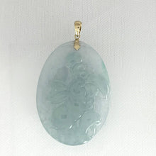 Load image into Gallery viewer, Lovely Hand Carved Hare Celadon Green Jade 14k Yellow Gold Bale Pendant Necklace