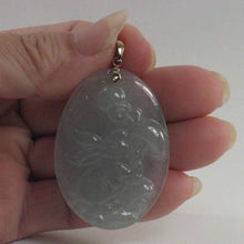 Load image into Gallery viewer, Lovely Hand Carved Hare Celadon Green Jade 14k Yellow Gold Bale Pendant Necklace