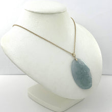 Load image into Gallery viewer, Lovely Hand Carved Hare Celadon Green Jade 14k Yellow Gold Bale Pendant Necklace