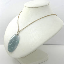 Load image into Gallery viewer, Lovely Hand Carved Hare Celadon Green Jade 14k Yellow Gold Bale Pendant Necklace