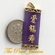 Load image into Gallery viewer, 14k Yellow Gold Triple Lucky Greek Key Design Lavender Jade Pendant Necklace