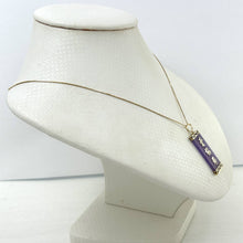 Load image into Gallery viewer, 14k Yellow Gold Triple Lucky Greek Key Design Lavender Jade Pendant Necklace
