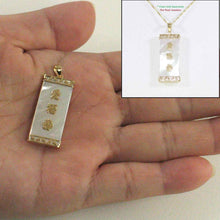 Load image into Gallery viewer, 14k Yellow Gold Triple Lucky Greek Key White Mother of Pearl Pendant Necklace